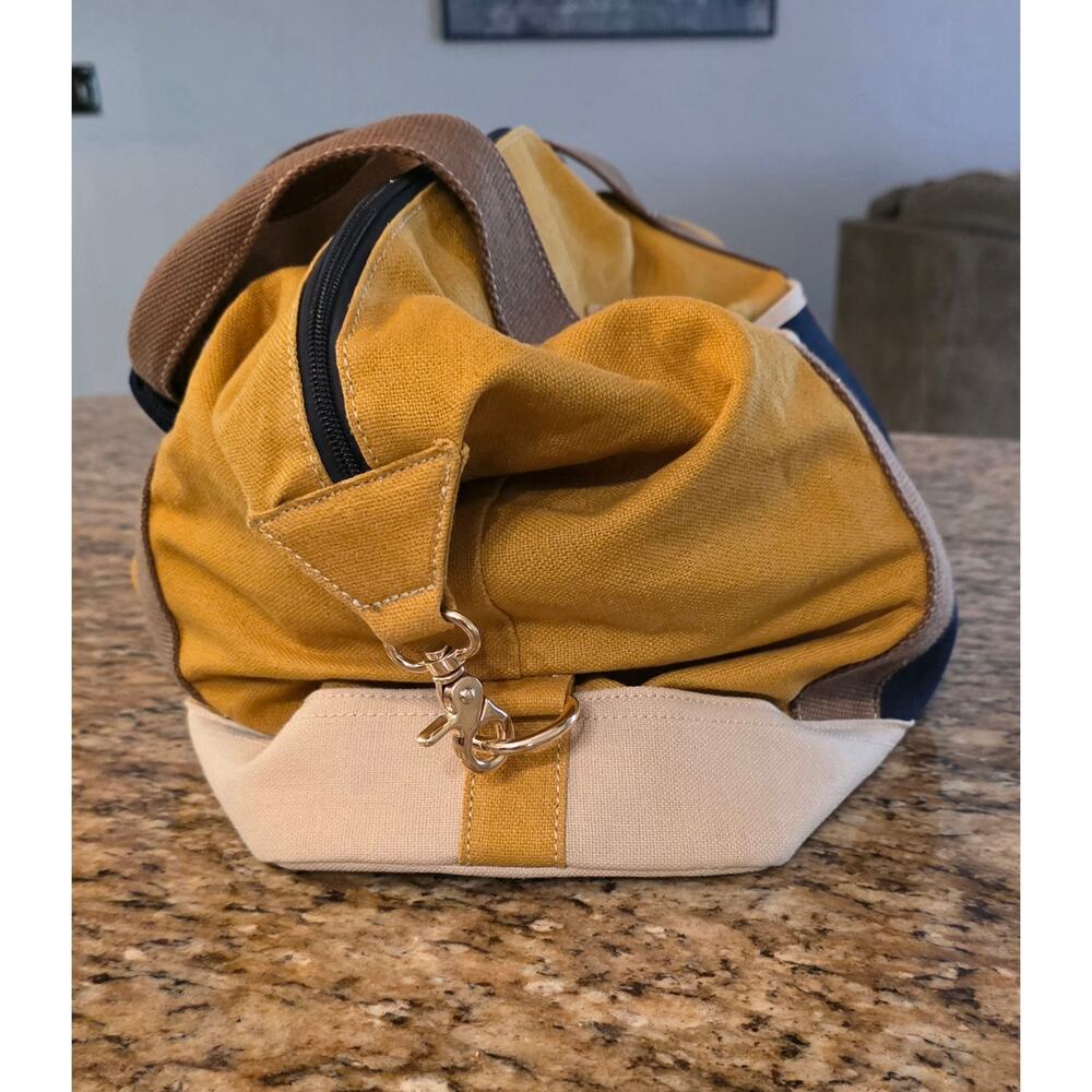 Spartina 449 Daufuskie Island Cargo Duffel Bag Golden Two Tone Anchor Large NWOT - Picture 3 of 9